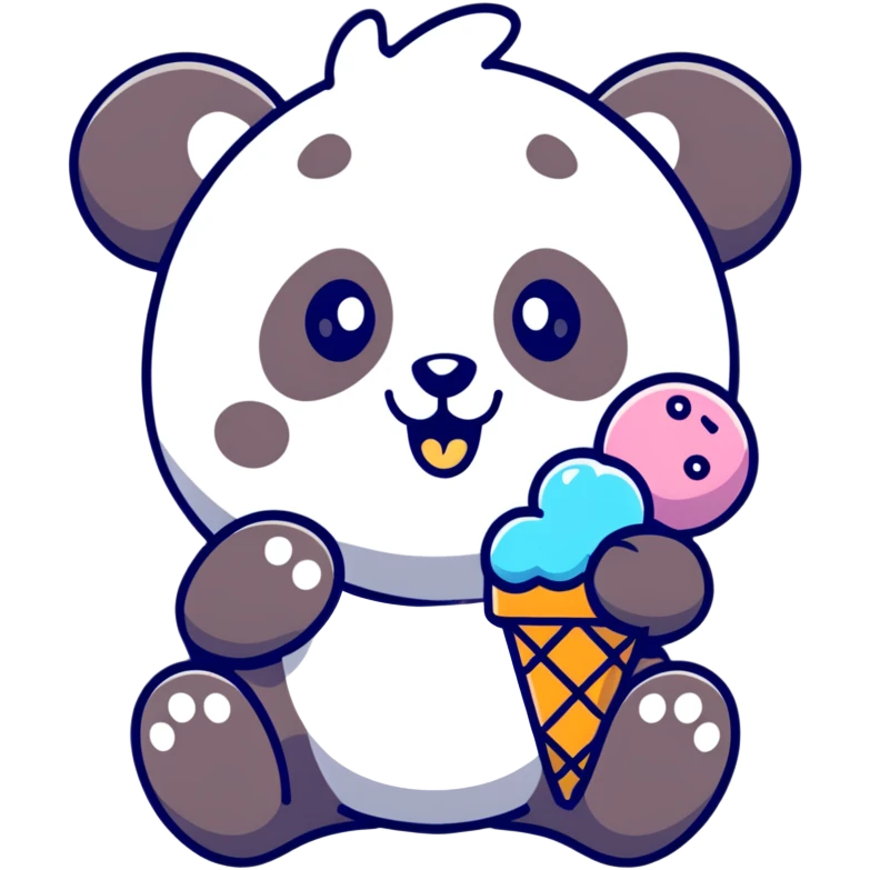 Panda eating ice cream emoji