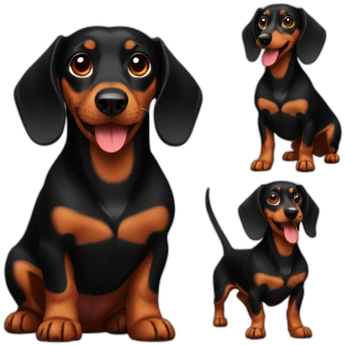 Black and brown dachshund with fire emoji
