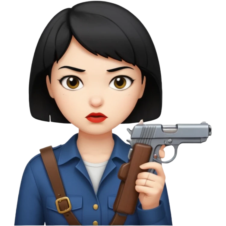 short hair girl gun in mouth emoji