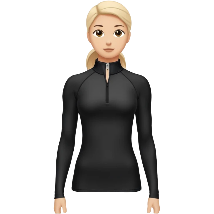Black athletic quarter-zip top with spandex material and collar emoji