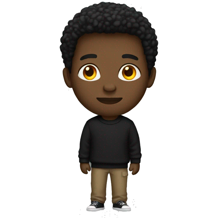 a black man standing in a black sweater full body emoji
