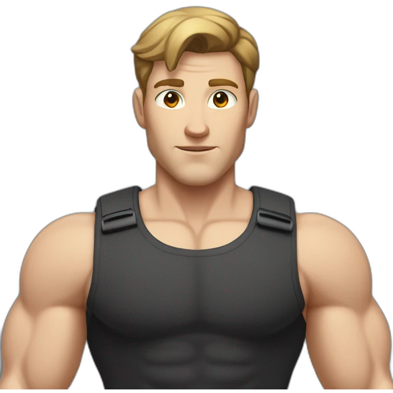 Pale skinned Fit Man With the biceps and brown hair in black shirt and gray shorts emoji