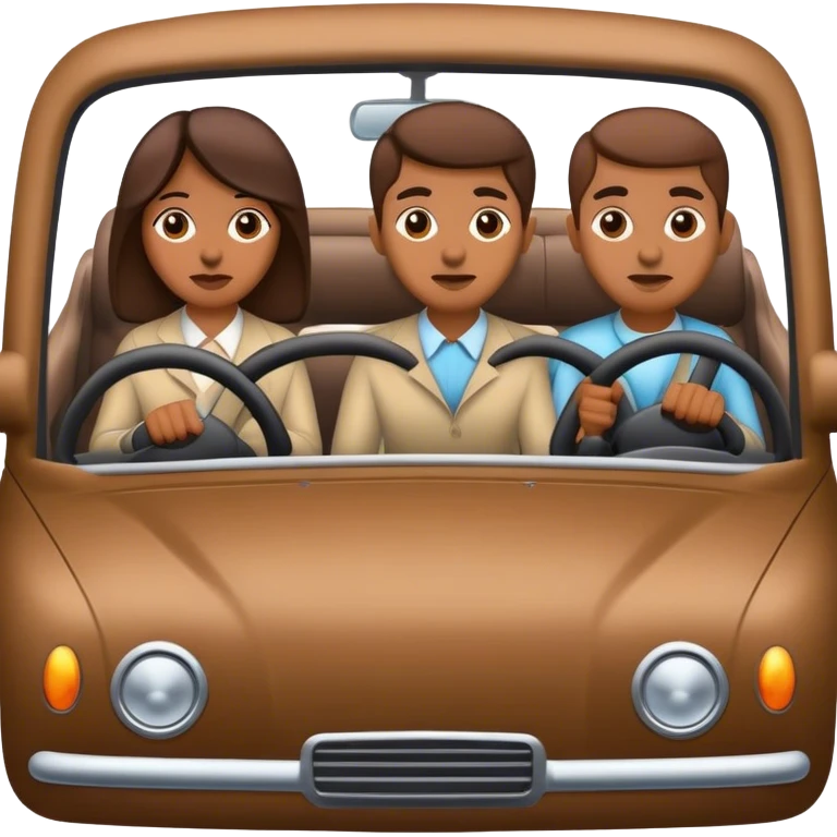 Four brown people driving in car  emoji