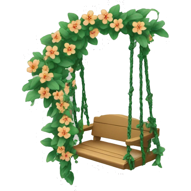 A swing made from a small flower and vines. emoji
