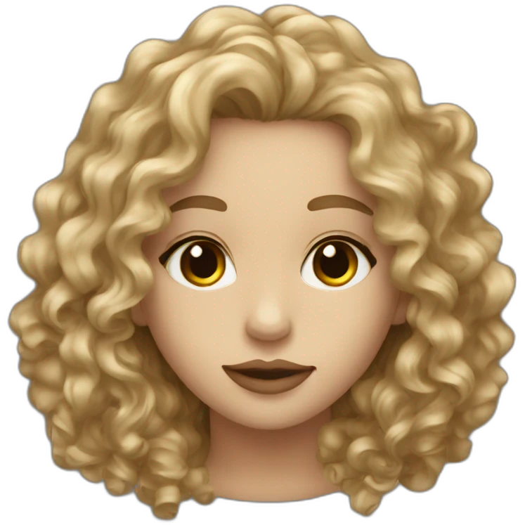 full lips long curly dark blonde hair brown small eyes emoji