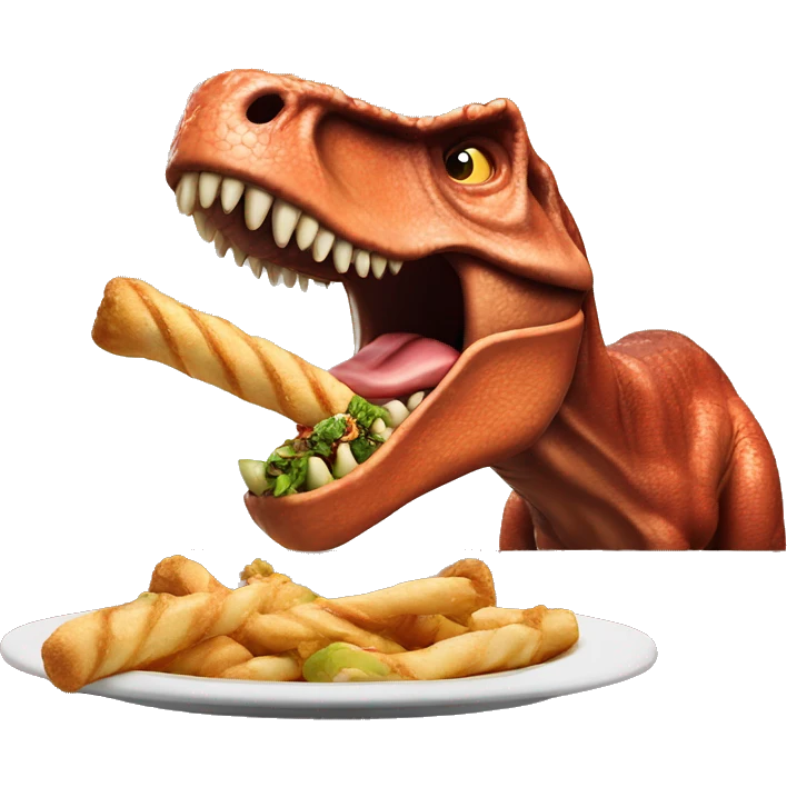 Raising canes 3 finger combo being eaten by T. rex dinosaur  emoji