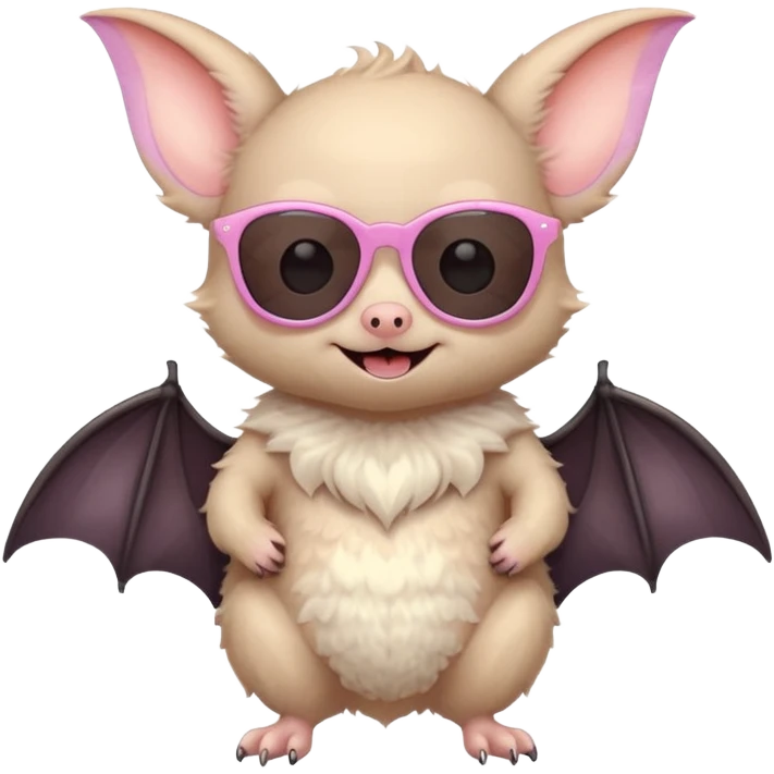 cute pastel bat with sunglasses, full body emoji