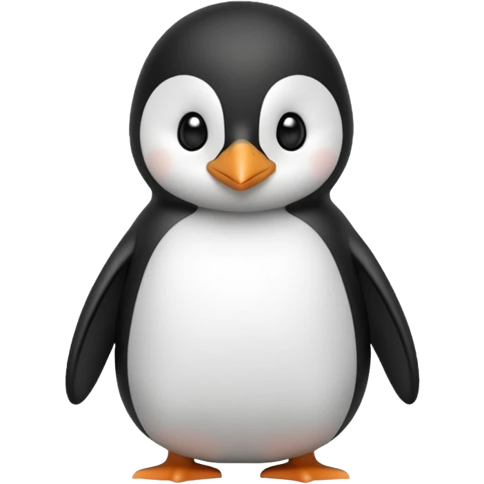 fluffy cute penguin, front view emoji