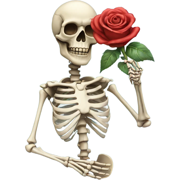 Skeleton holding a rose emoji
