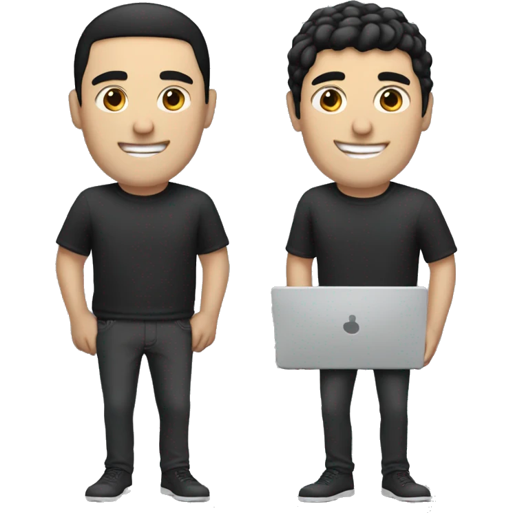 two white guys with black hair with laptops emoji