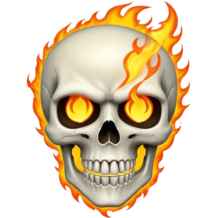 Ghost rider white skull with fire burning emoji