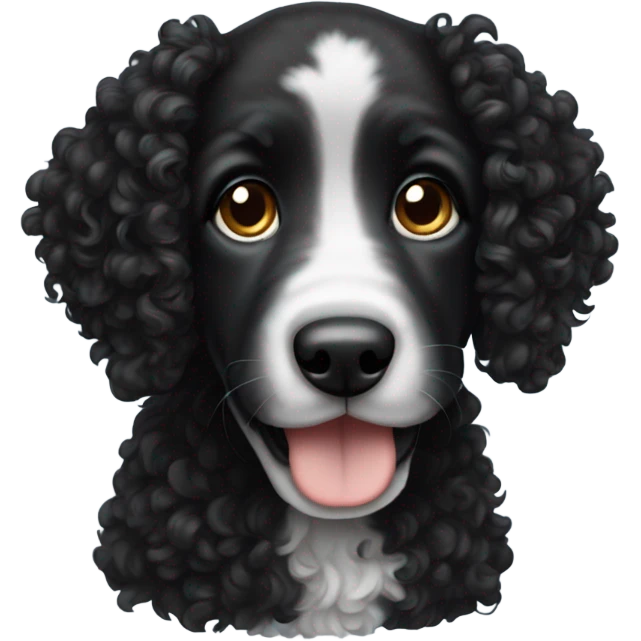 Black curly haired puppy with long floppy ears  emoji