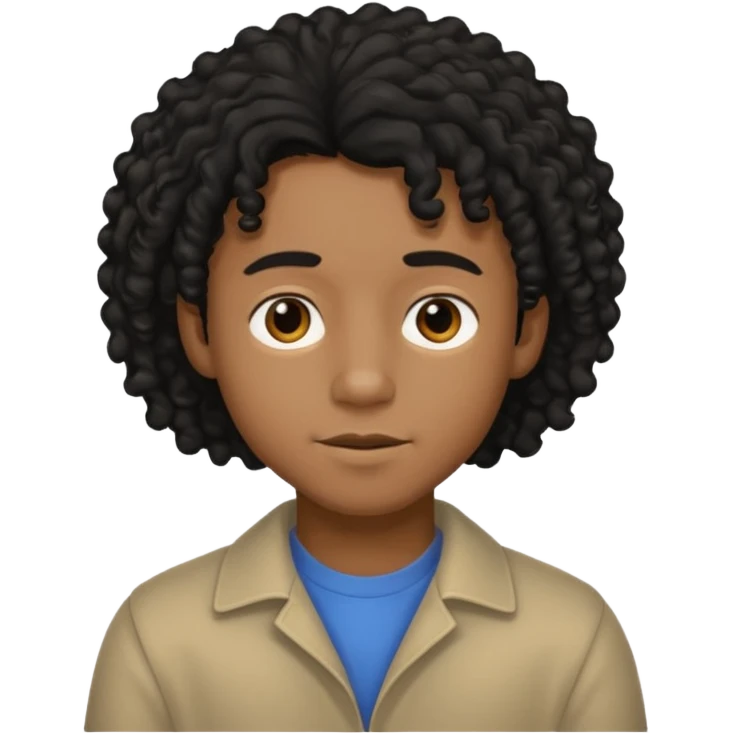 black boy with slightly long, curly black hair  emoji