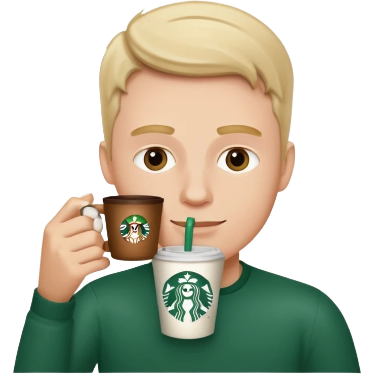 white man drinking Starbucks coffee emoji
