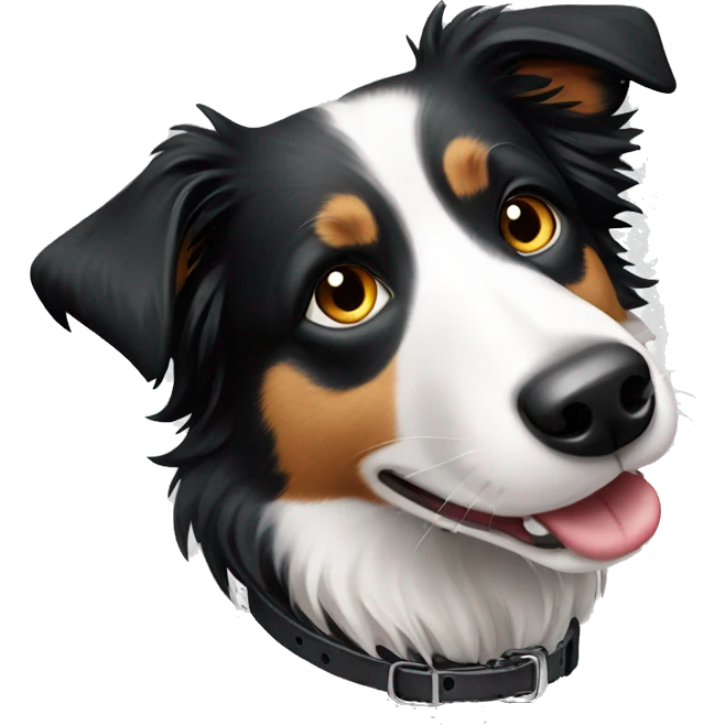 Border collie with Fiona on collar emoji