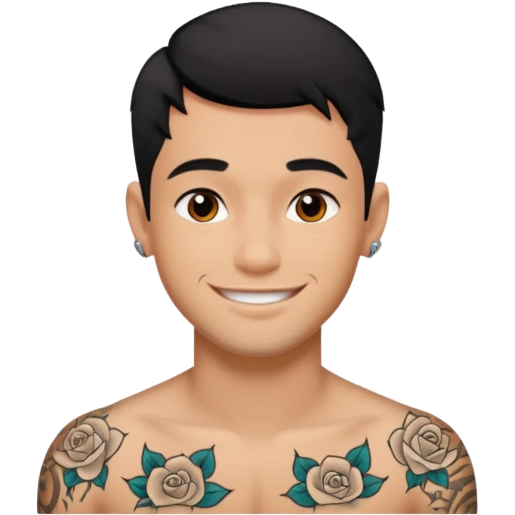 A man in tattoos handsome with flirty smile emoji