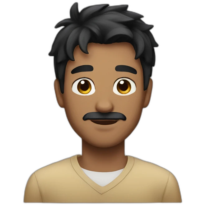 a black-haired man with a black cat emoji