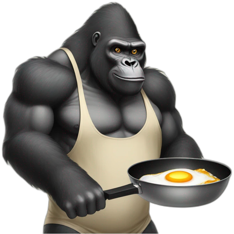 Buff Gorilla frying eggs on a pan emoji
