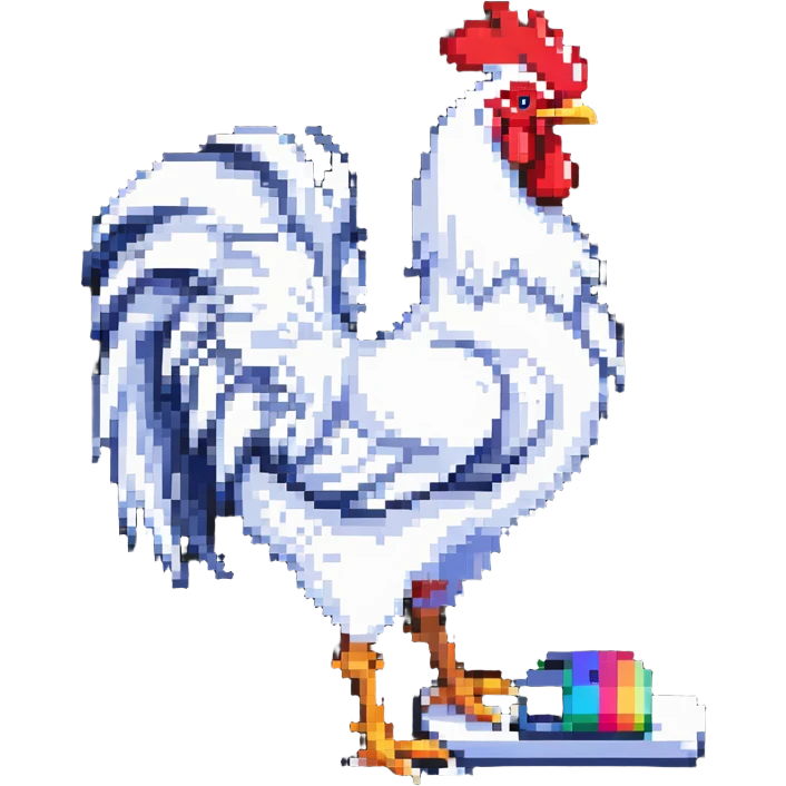 white rooster wearing flip-flops emoji