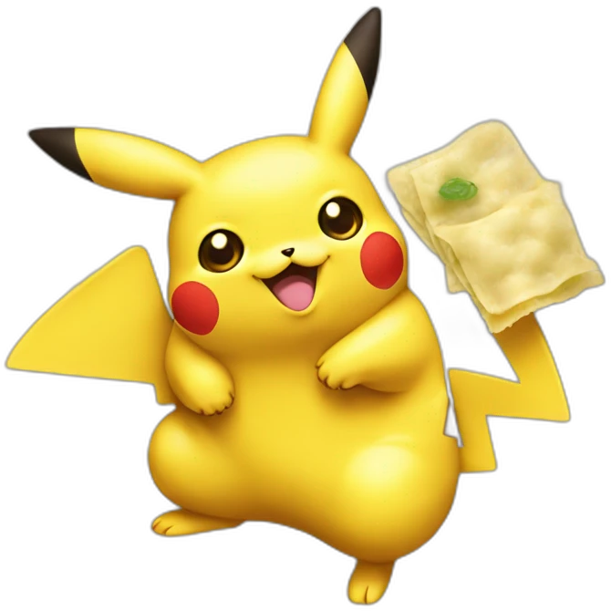 Pikachu mange des raviolis emoji