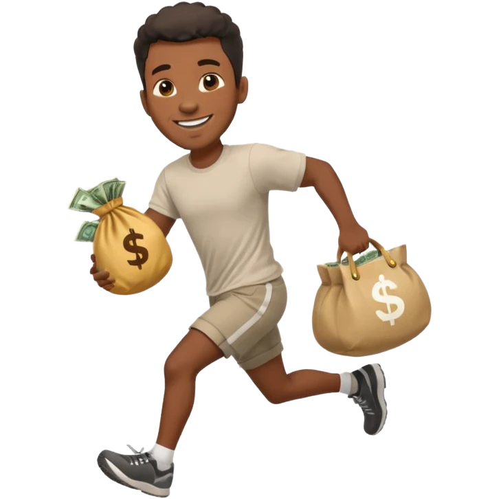 Black Man running with moneybag 💰 emoji