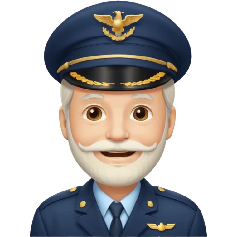Old, white beard, wearing pilot uniform include hat emoji