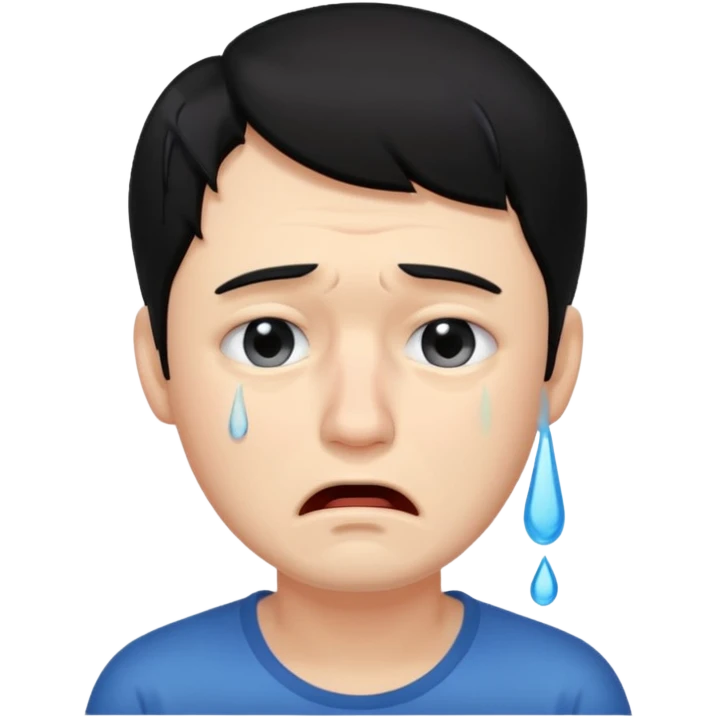 man crying with black hair emoji