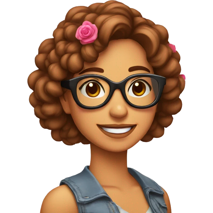 Chica latina con gafas rosas sonriente  emoji