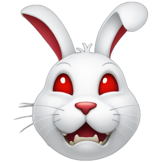 evil white rabbit with sharp fangs with red around mouth emoji