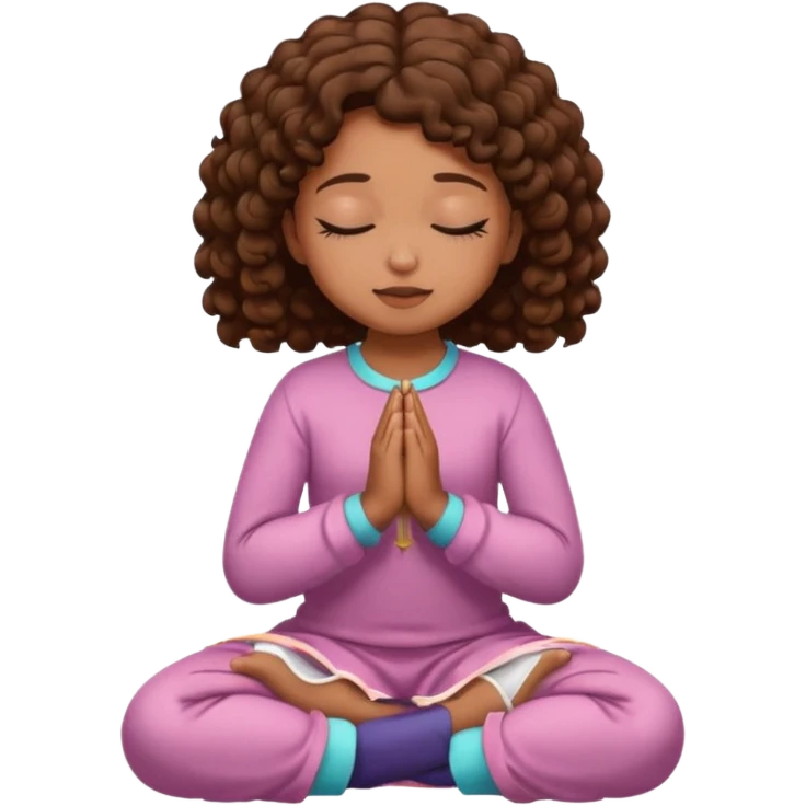 girl praying on knees curls brown emoji
