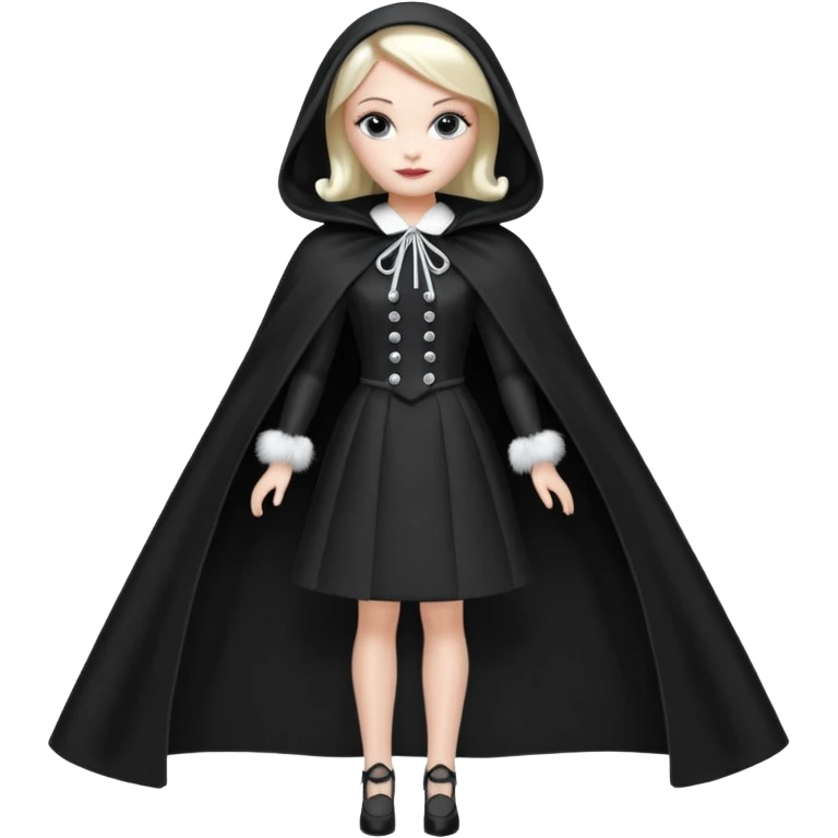 Fun ‘n Fur Barbie, teen Wednesday Addams, cape,veil,showing off, show full body,accessories coat gloves  emoji
