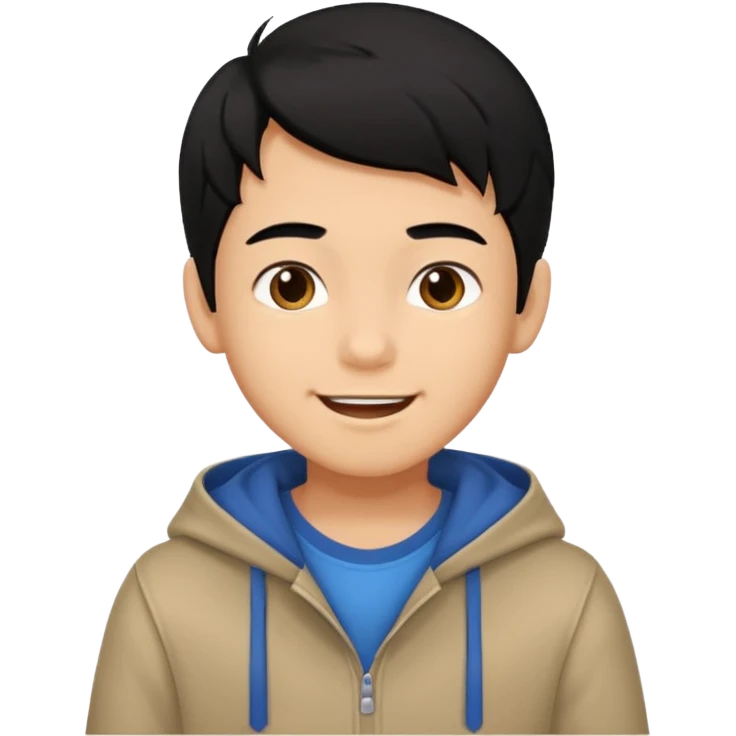 바다, 게임, 검정머리남자아이, 옷 입히고, 행복한 표정에, 배경 기득 심플하지 않게 emoji