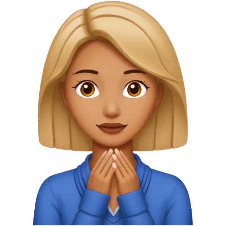 a woman having her hands around her neck emoji