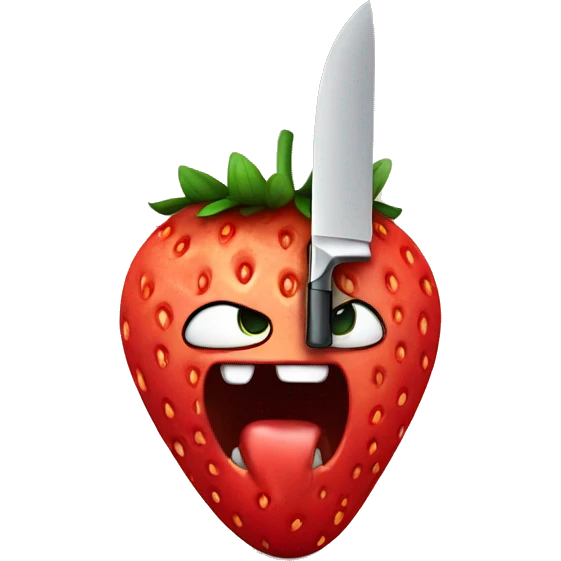 Angry strawberry holding a knife emoji