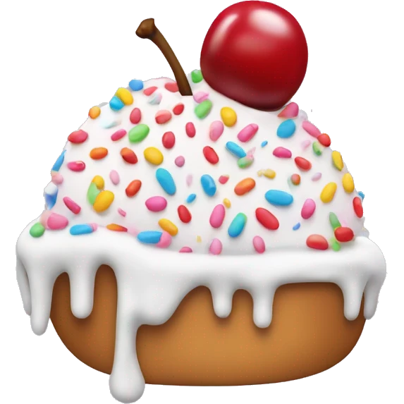 toe covered in icing and sprinkles with a cherry on top  emoji