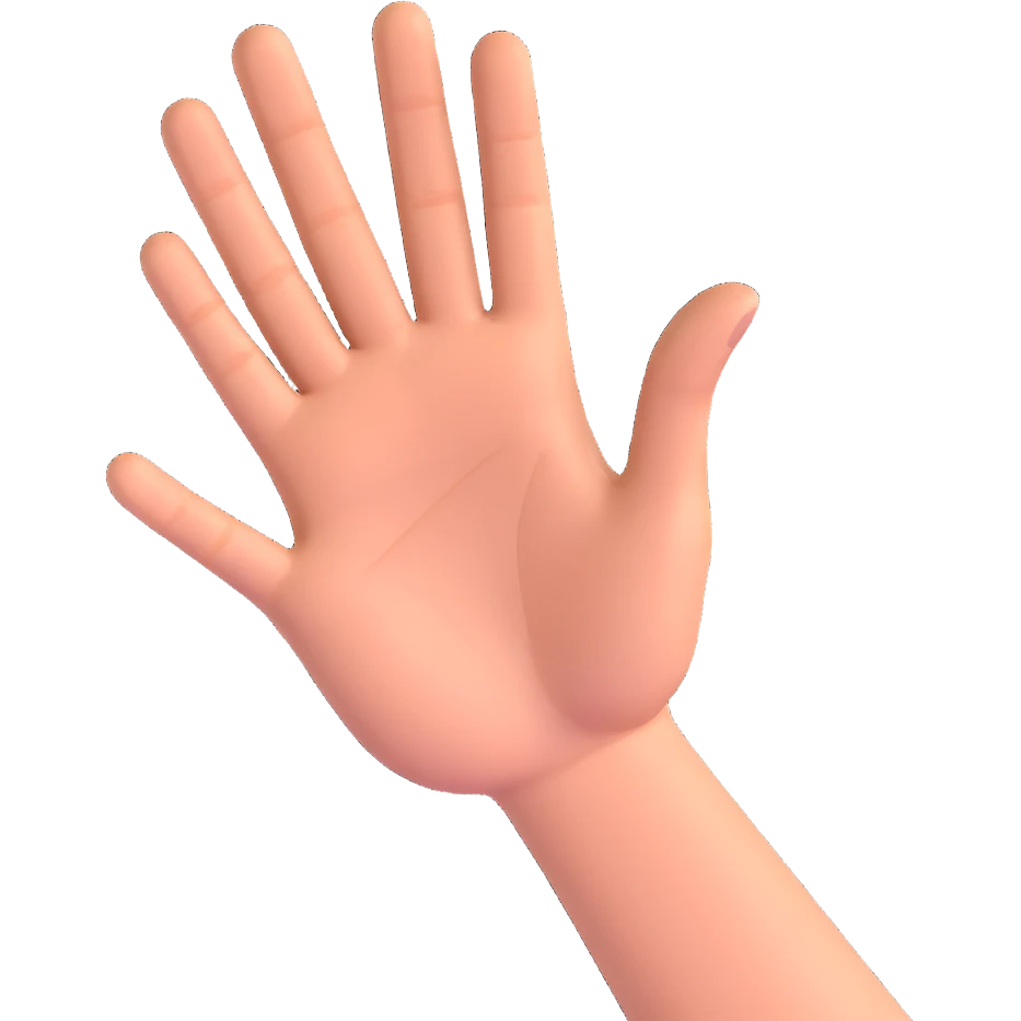 'Nah' hand gesture with palm facing out, casual and dismissive, 3D cartoon style emoji