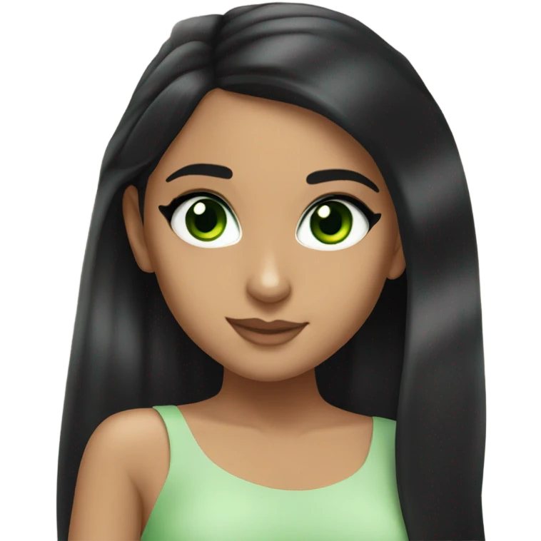 ariana grande with black hair and green eyes emoji