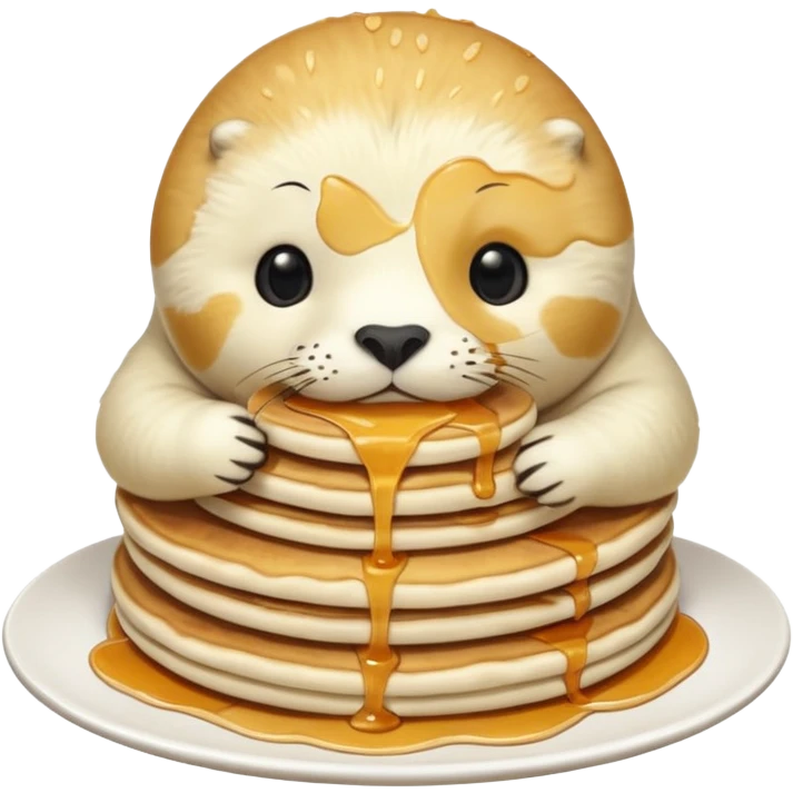 White seal eating pancakes emoji