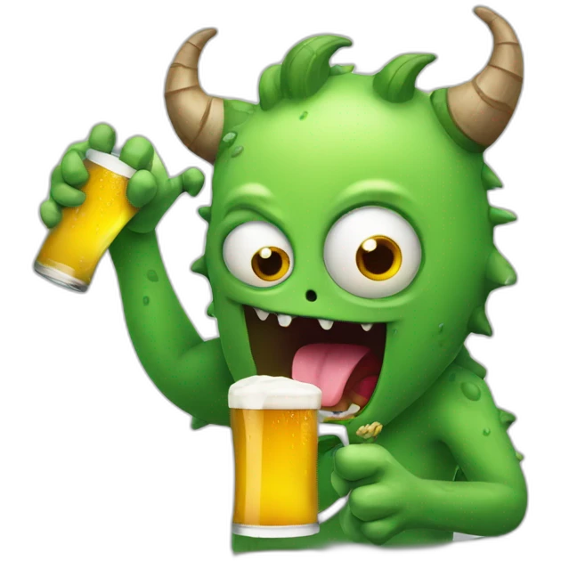 funny monster drinking beer emoji