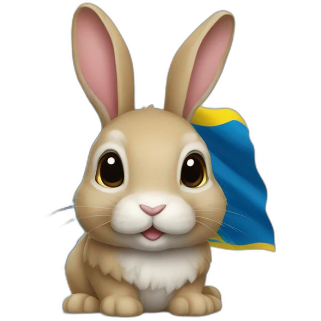 rabbit in a Ukrainian flag emoji