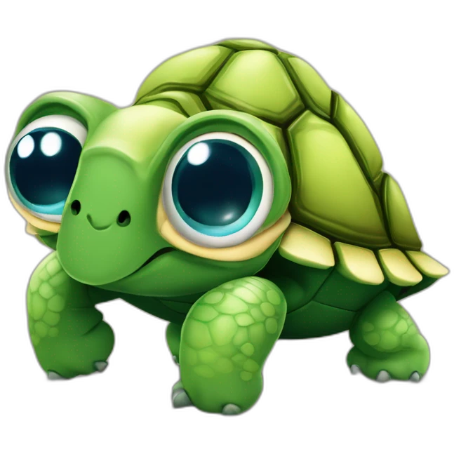 Tortuga graciosa mirando a cámara sonriendo y guiñando un ojo emoji