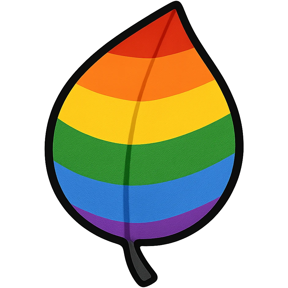 gay pride emoji, rainbow leaf, vibrant and fresh, no background emoji