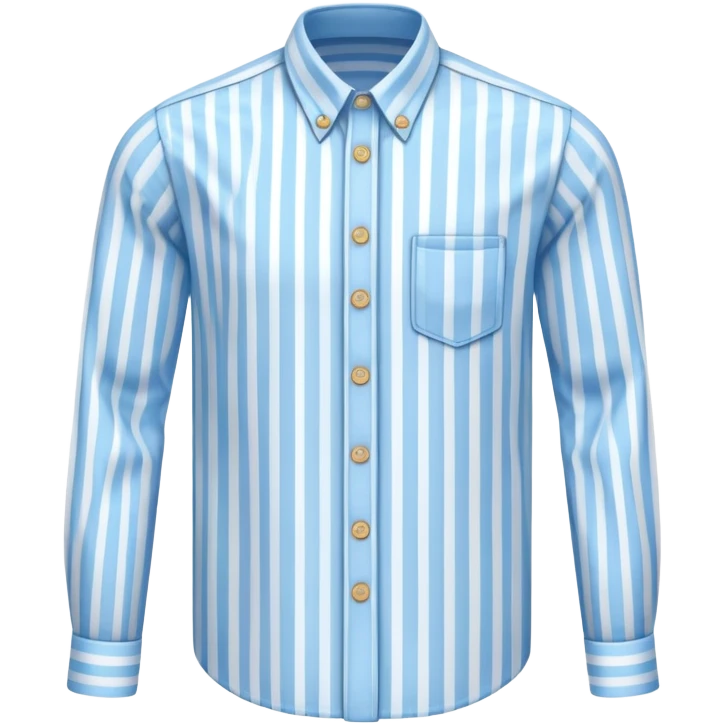 light blue and white vertically striped button down shirt, isolated emoji