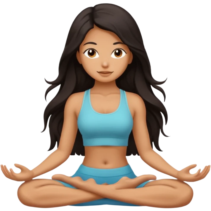 Dark long hair yoga girl  emoji