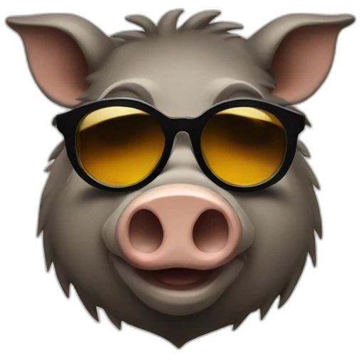Smirking boar with sunglasses emoji