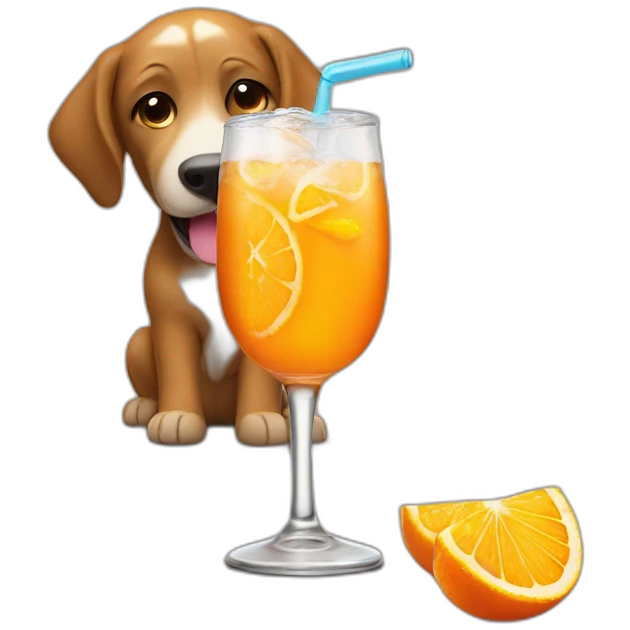 Un chien drink a fanta emoji