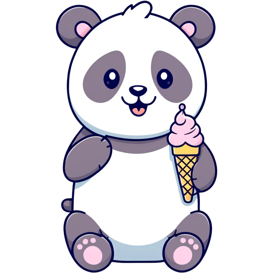 Panda eating ice cream emoji