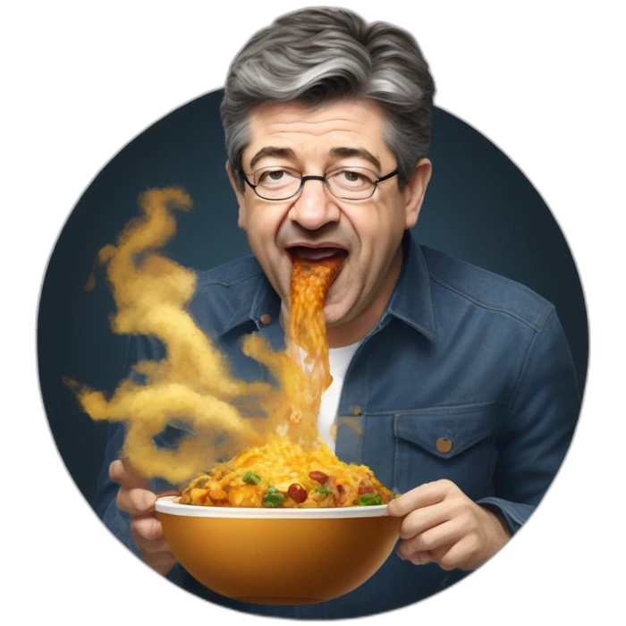 Jean-Luc Mélenchon eating earth wind and fire emoji