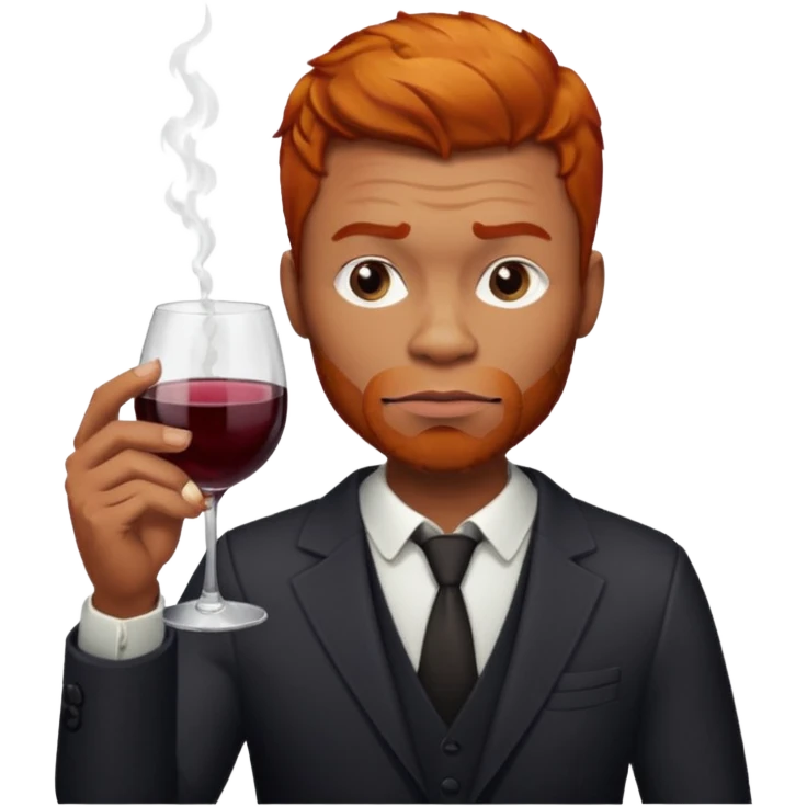 Ginger black men holding a glass of wine and a cigarette. Looking mean  emoji