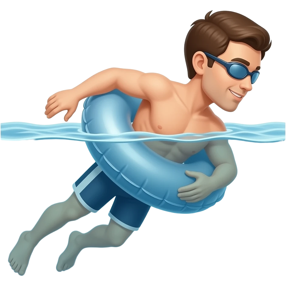 man swimming with swim tube emoji